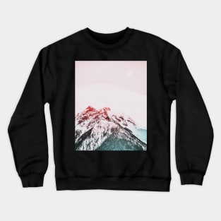 Mountains, Moon, Nature, Fashion print, Scandinavian art, Modern art, Wall art, Print, Minimalistic, Modern Crewneck Sweatshirt